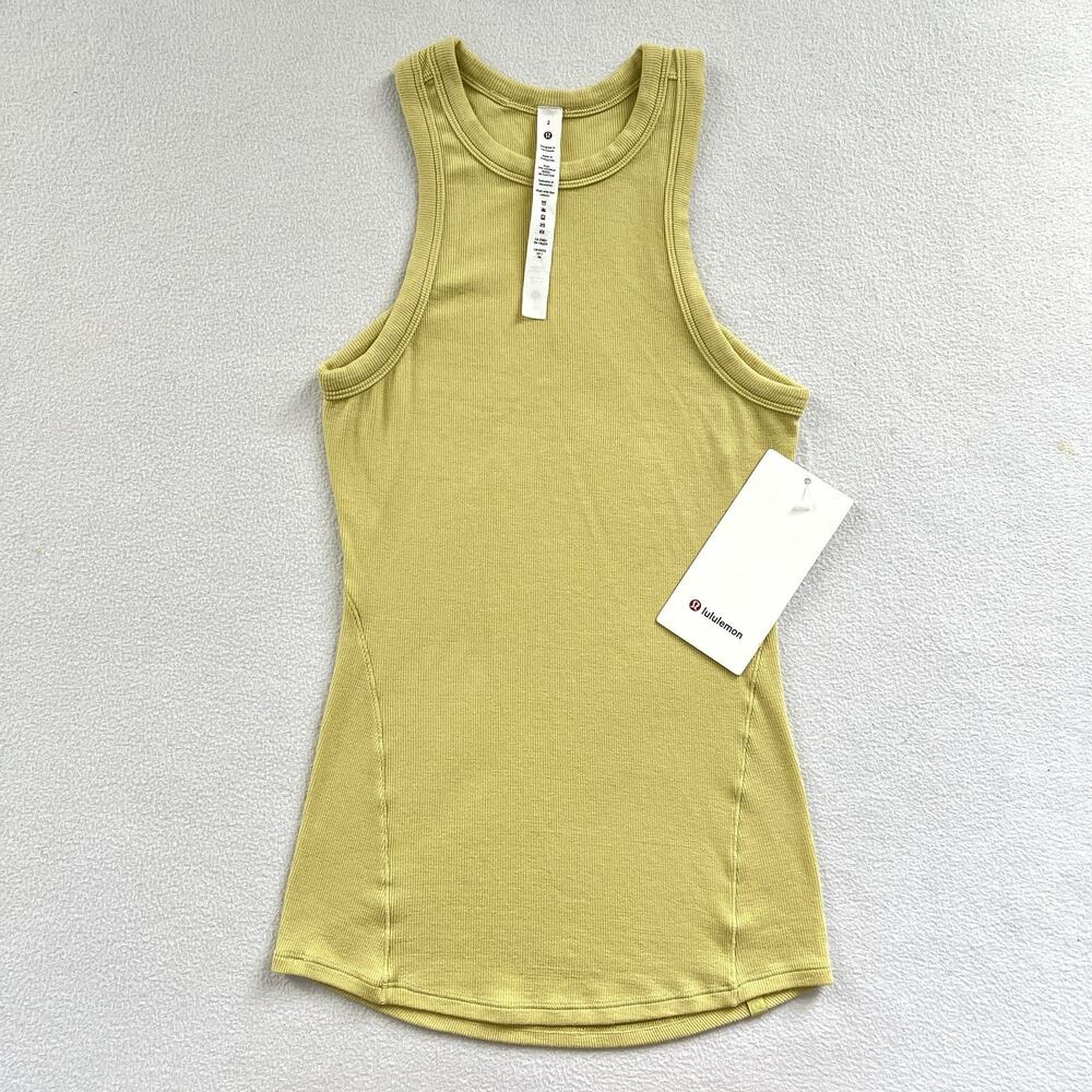 NWT Lululemon Women Finch Yellow Hold Tight Tank Modal Racerback Ribbed Top 2